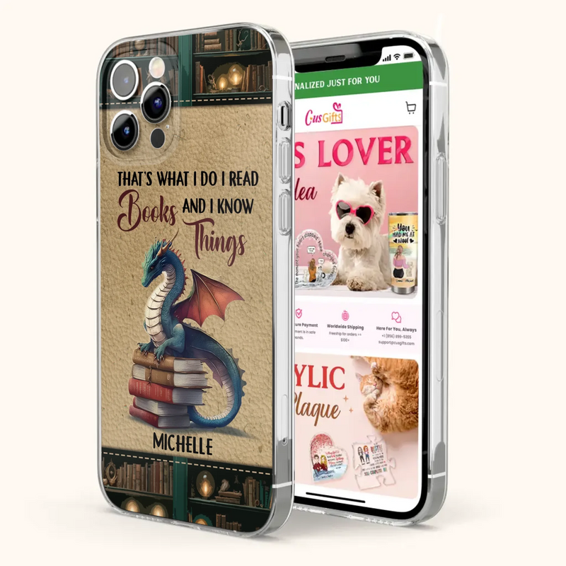 Custom Personalized Book Dragon Phone Case - Gift Idea For Book Lovers - In A World Of Bookworms Be A Book Dragon - Case For iPhone/ Samsung