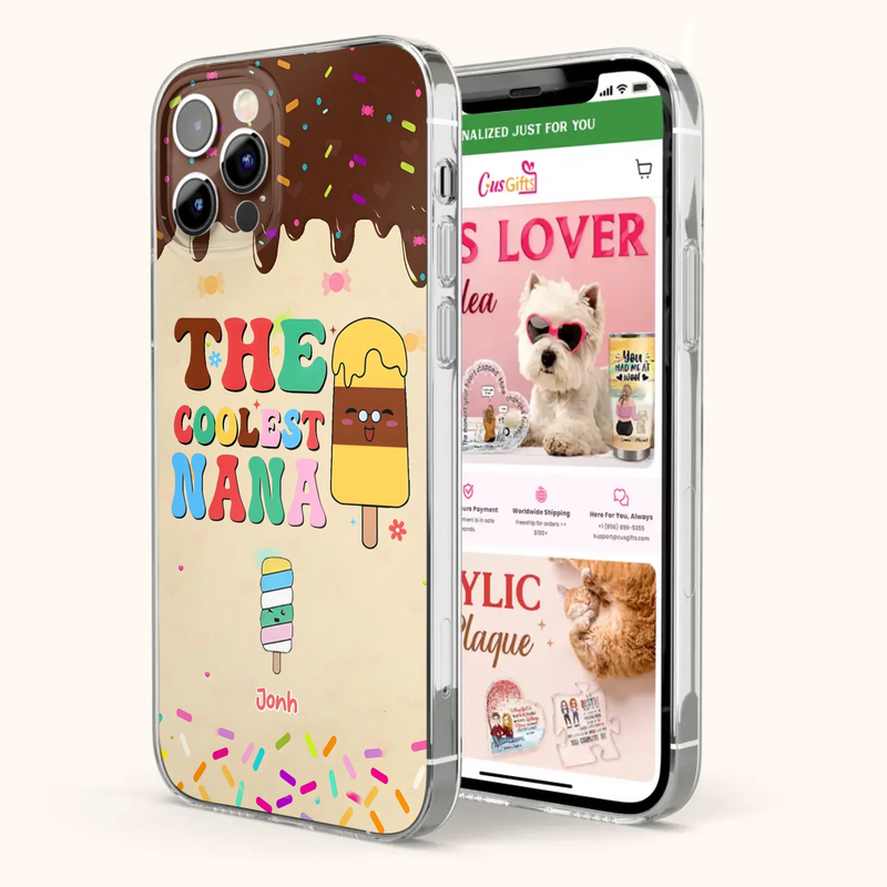 Custom Personalized The Coolest Nana Phone Case - Upto 10 Kids - Mother's Day Gift Idea for Grandma/ Mom - Case for iPhone/ Samsung