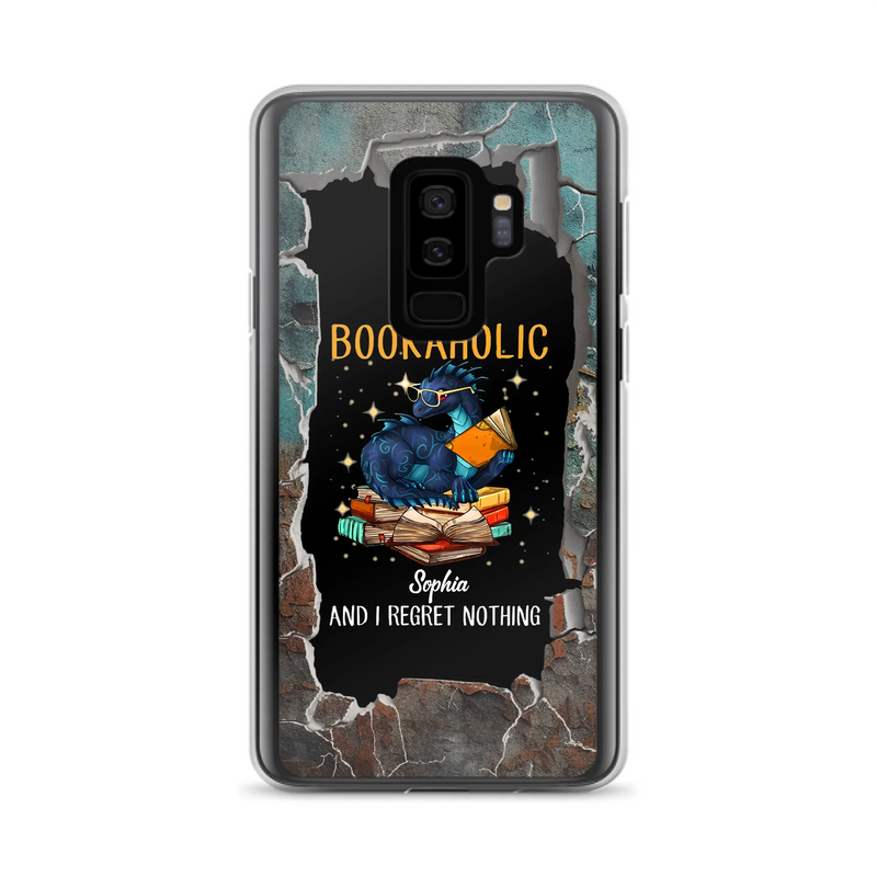 Custom Personalized Reading Book Phone Case - Gift Idea For Book Lovers - I Am A Bookaholic And I Regret Nothing - Case For iPhone/ Samsung
