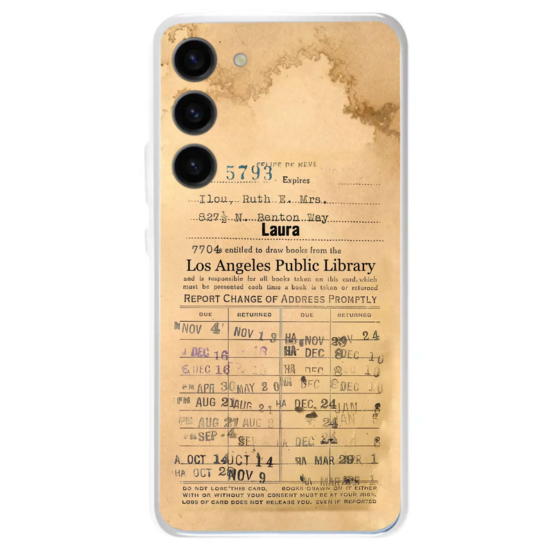 Custom Personalized Library Card Vintage Phone Case - Gift Idea For Reading Lover - Case For iPhone/ Samsung