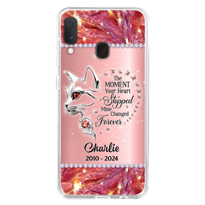 Custom Personalized Memorial Cat Phone Case - Memorial Gift For Cat Lover -  The Moment Your Heart Stopped Mine Changed Forever - Case For iPhone/ Samsung