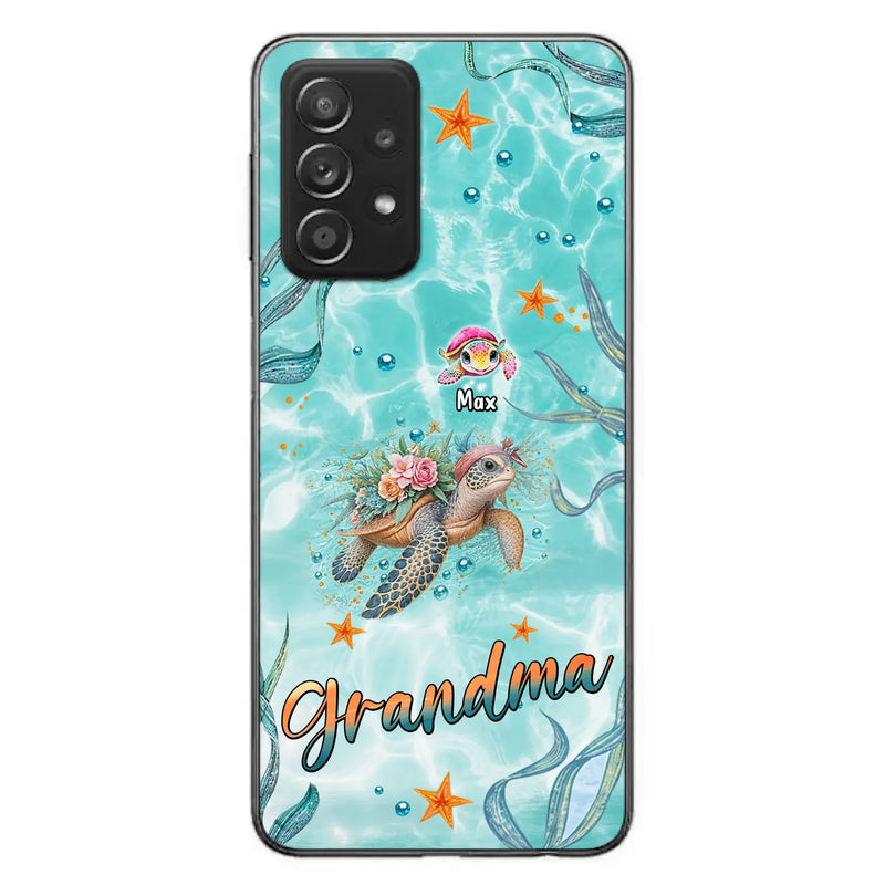 Custom Personalized Grandma Ocean Turtles Phone Case - Gift Idea For Grandma/ Mom - Up to 10 Kids - Case For iPhone/ Samsung