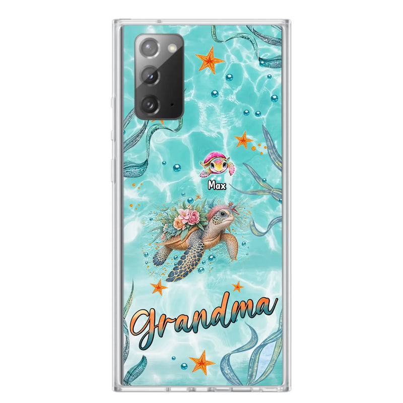 Custom Personalized Grandma Ocean Turtles Phone Case - Gift Idea For Grandma/ Mom - Up to 10 Kids - Case For iPhone/ Samsung
