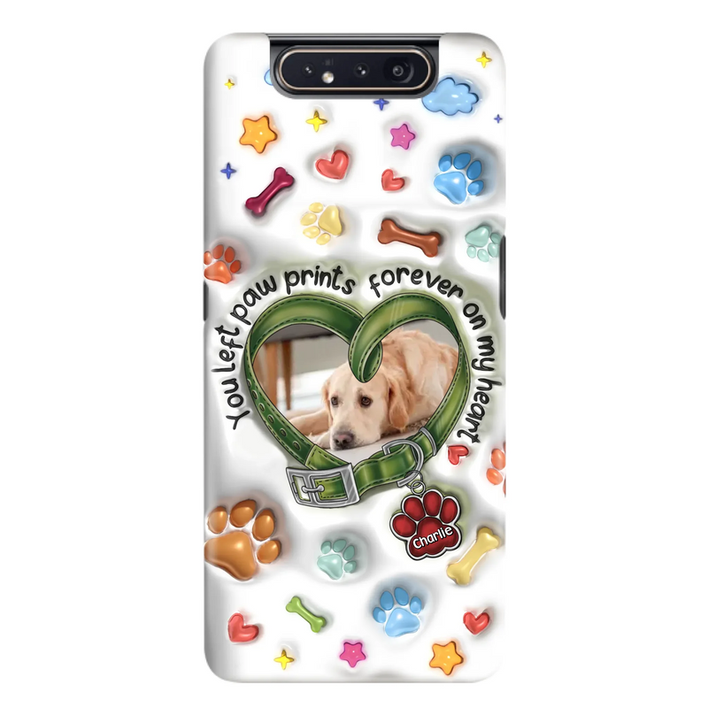 Custom Personalized Memorial Dog 3D Inflated Effect Phone Case - Upload Photo - Memorial Gift Idea - You Left Paw Prints Forever On My Heart - Case for iPhone/ Samsung