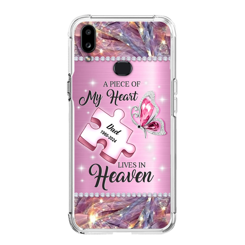 Custom Personalized Memorial Piece Phone Case - Memorial Gift Idea for Father's Day - A Piece Of My Heart Lives In Heaven - Case for iPhone/ Samsung