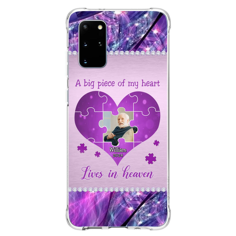 Custom Personalized Memorial Photo Phone Case - Memorial Gift Idea for Father's Day -  A Big Piece Of My Heart Lives In Heaven - Case for iPhone/Samsung