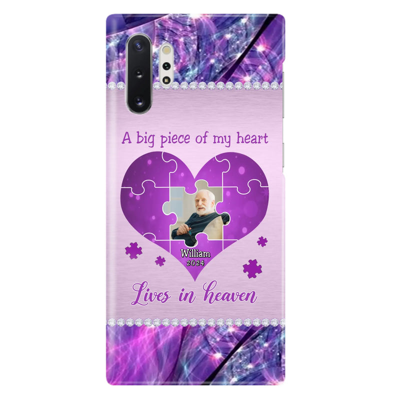Custom Personalized Memorial Photo Phone Case - Memorial Gift Idea for Father's Day -  A Big Piece Of My Heart Lives In Heaven - Case for iPhone/Samsung