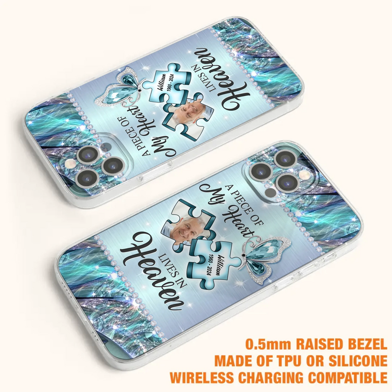 Custom Personalized Memorial Photo Phone Case - Memorial Gift Idea for Father's Day -  A Piece Of My Heart Lives In Heaven - Case for iPhone/Samsung
