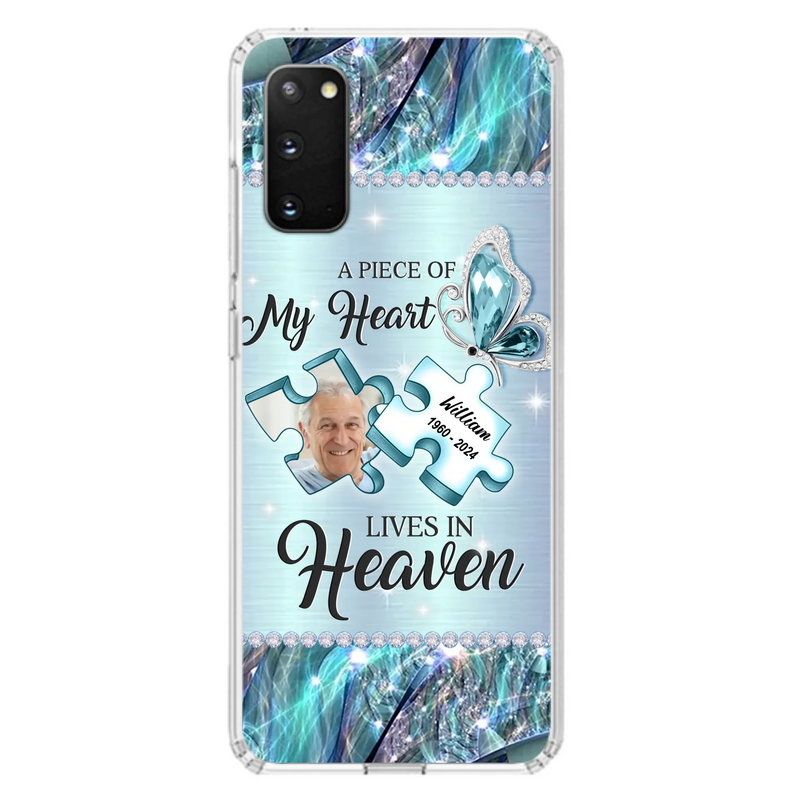 Custom Personalized Memorial Photo Phone Case - Memorial Gift Idea for Father's Day -  A Piece Of My Heart Lives In Heaven - Case for iPhone/Samsung