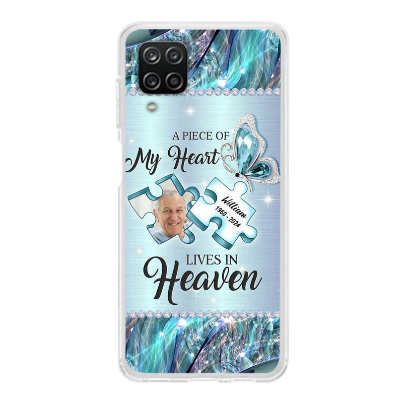 Custom Personalized Memorial Photo Phone Case - Memorial Gift Idea for Father's Day -  A Piece Of My Heart Lives In Heaven - Case for iPhone/Samsung