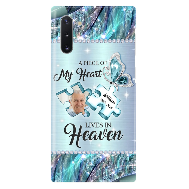 Custom Personalized Memorial Photo Phone Case - Memorial Gift Idea for Father's Day -  A Piece Of My Heart Lives In Heaven - Case for iPhone/Samsung