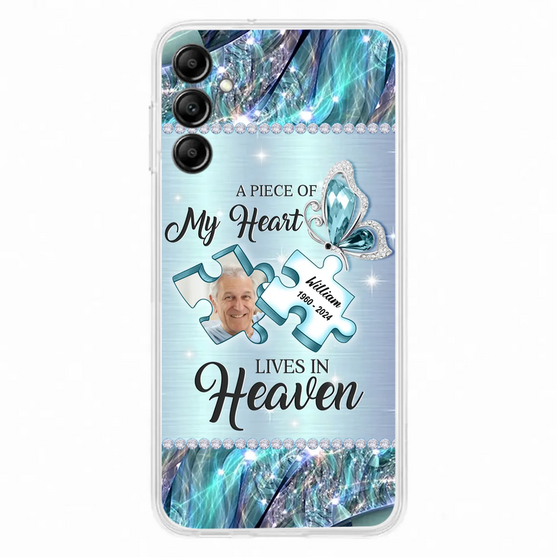 Custom Personalized Memorial Photo Phone Case - Memorial Gift Idea for Father's Day -  A Piece Of My Heart Lives In Heaven - Case for iPhone/Samsung