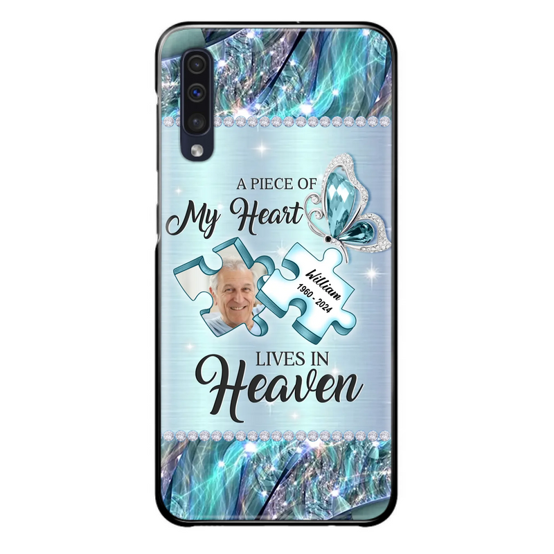 Custom Personalized Memorial Photo Phone Case - Memorial Gift Idea for Father's Day -  A Piece Of My Heart Lives In Heaven - Case for iPhone/Samsung