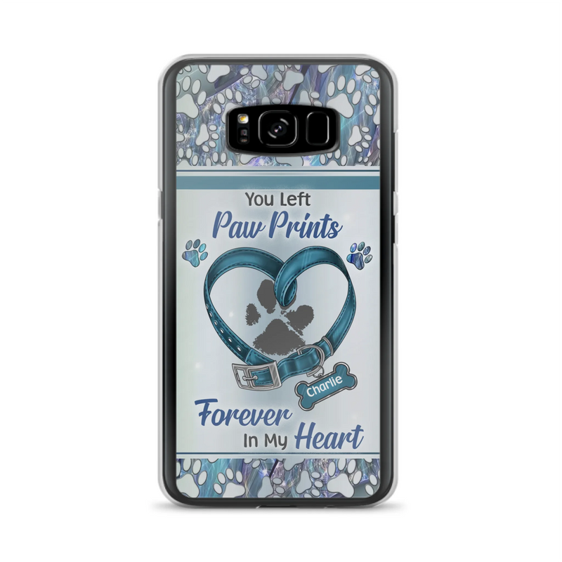 Custom Personalized Memorial Dog Collar Phone Case - Memorial Gift Idea For Dog Lover - You Left Paw Prints Forever In My Heart - Case for iPhone/ Samsung