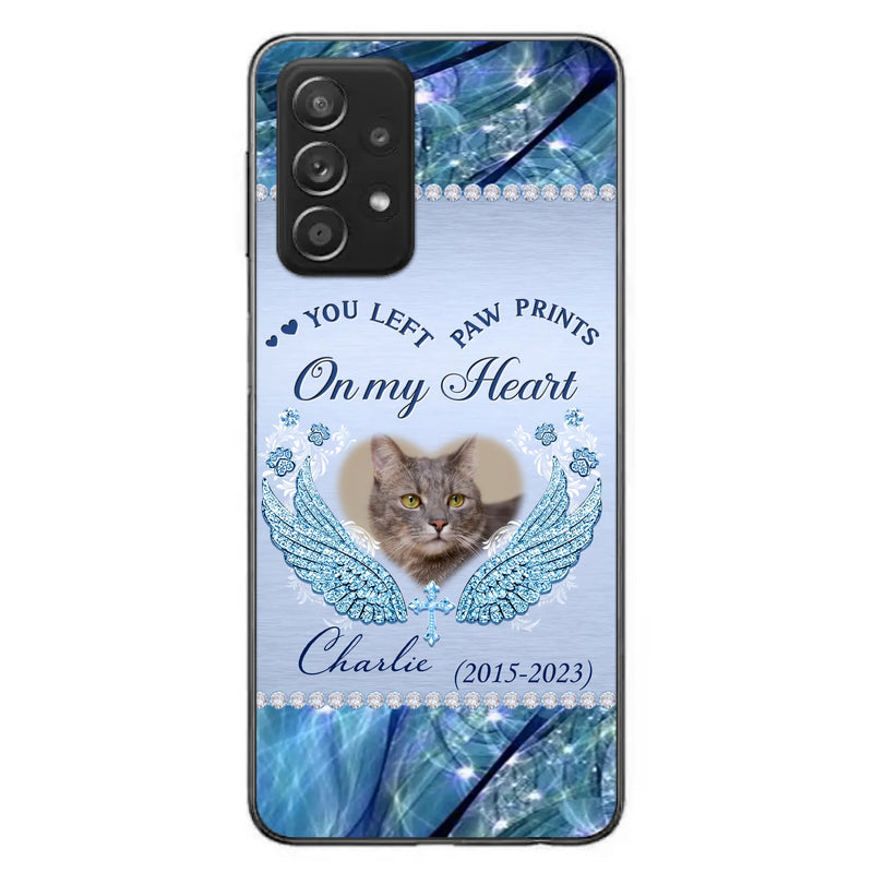 Custom Personalized Memorial Phone Case - Upload Photo - Memorial Gift Idea For Dog/ Cat Lover - You Left Paw Prints On My Heart - Case for iPhone/Samsung