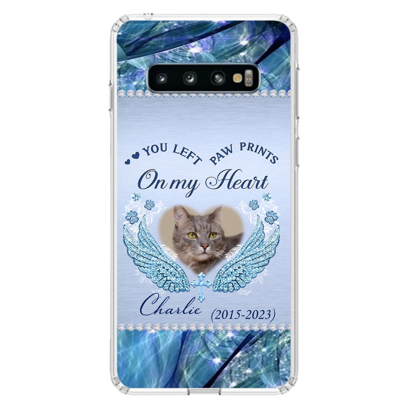 Custom Personalized Memorial Phone Case - Upload Photo - Memorial Gift Idea For Dog/ Cat Lover - You Left Paw Prints On My Heart - Case for iPhone/Samsung