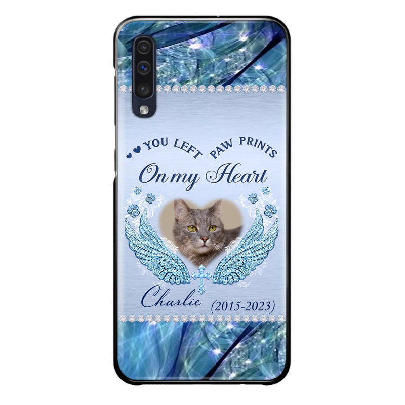 Custom Personalized Memorial Phone Case - Upload Photo - Memorial Gift Idea For Dog/ Cat Lover - You Left Paw Prints On My Heart - Case for iPhone/Samsung