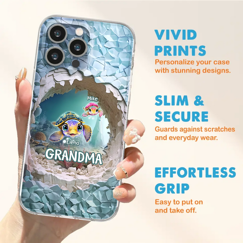 Custom Personalized Turtle Phone Case - Upto 10 Kids - Mother's Day Gift Idea For Grandma - Case for iPhone/Samsung