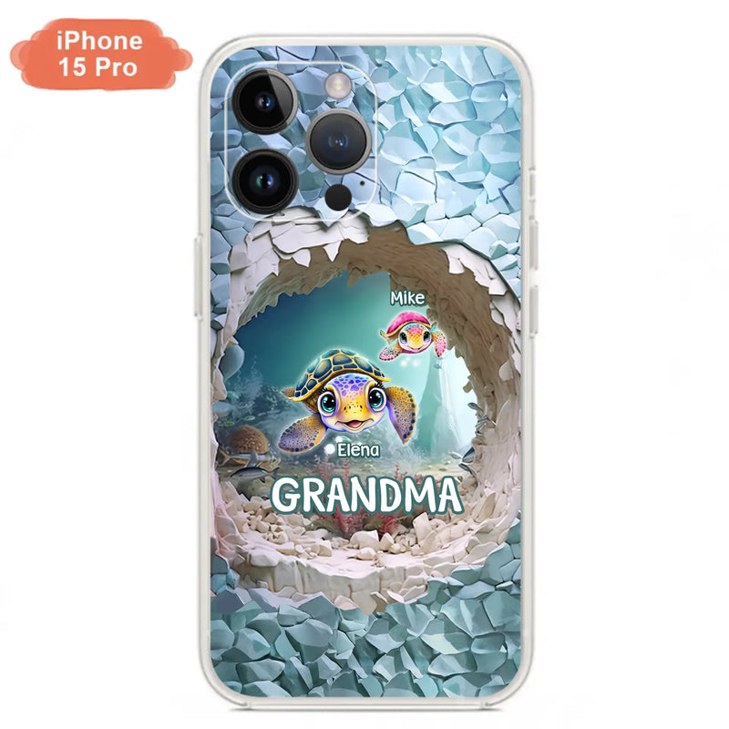 Custom Personalized Turtle Phone Case - Upto 10 Kids - Mother's Day Gift Idea For Grandma - Case for iPhone/Samsung