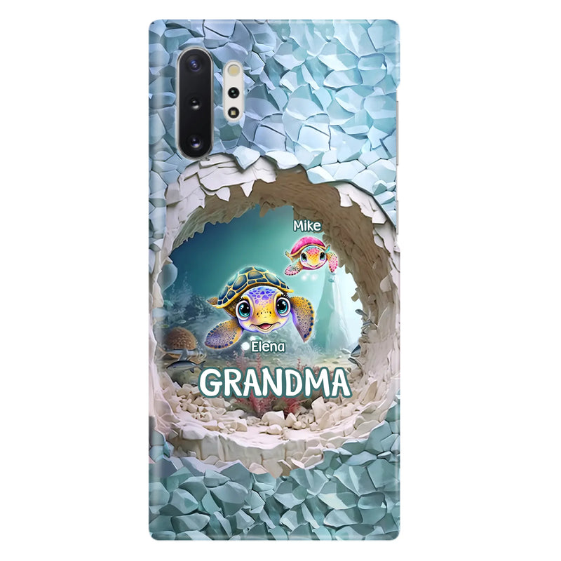 Custom Personalized Turtle Phone Case - Upto 10 Kids - Mother's Day Gift Idea For Grandma - Case for iPhone/Samsung
