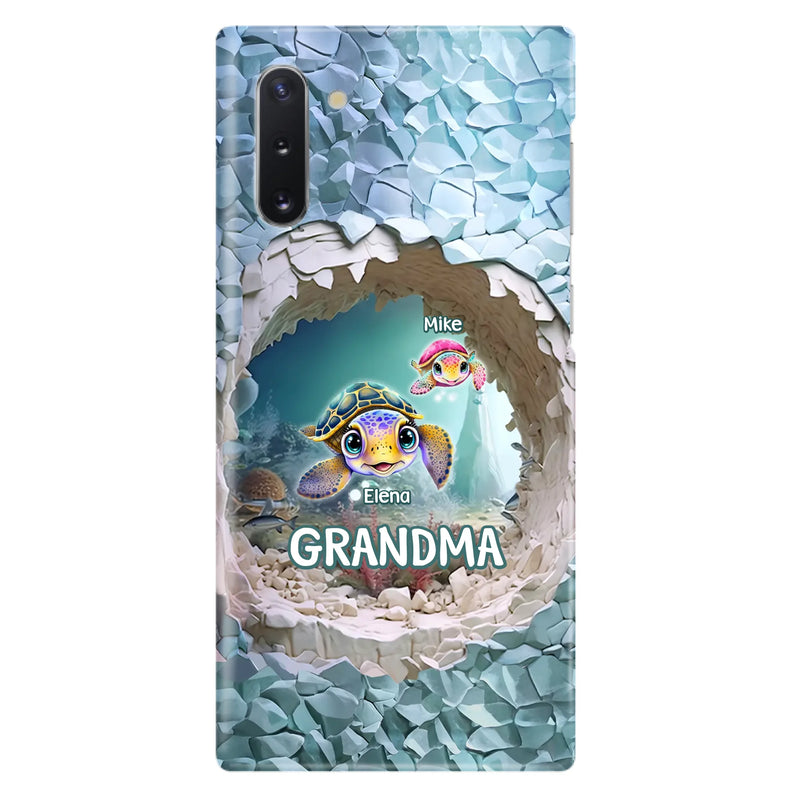 Custom Personalized Turtle Phone Case - Upto 10 Kids - Mother's Day Gift Idea For Grandma - Case for iPhone/Samsung