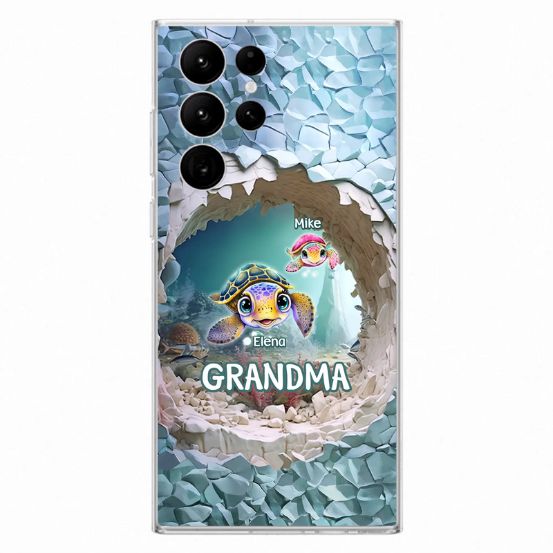 Custom Personalized Turtle Phone Case - Upto 10 Kids - Mother's Day Gift Idea For Grandma - Case for iPhone/Samsung