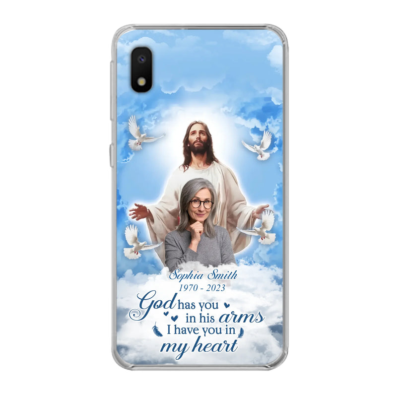Custom Personalized Memorial Photo Phone Case - Memorial Gift Idea for Mother's Day/Father's Day - God Has You In His Arms I Have You In My Heart - Case for iPhone/Samsung