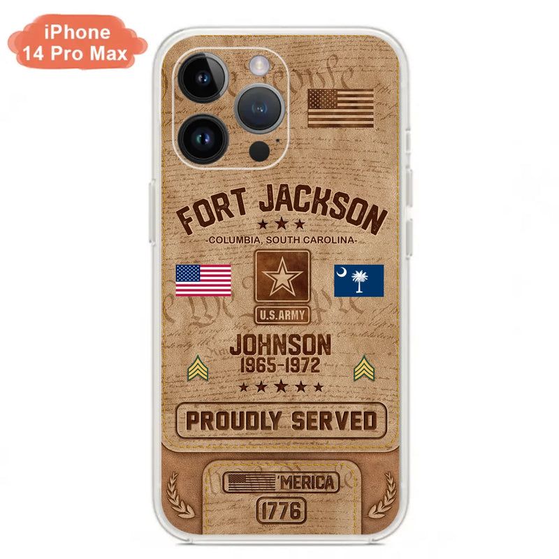 Custom Personalized Veteran Phone Case - Gift For Veteran - Birthday/ Father's Day Gift - Proudly Served - Case For iPhone And Samsung