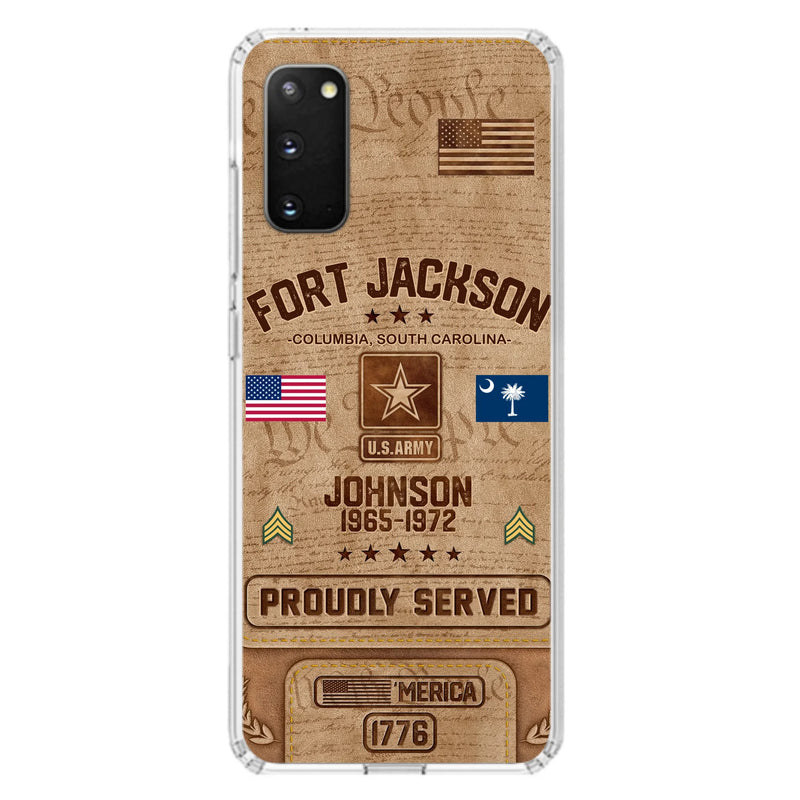 Custom Personalized Veteran Phone Case - Gift For Veteran - Birthday/ Father's Day Gift - Proudly Served - Case For iPhone And Samsung