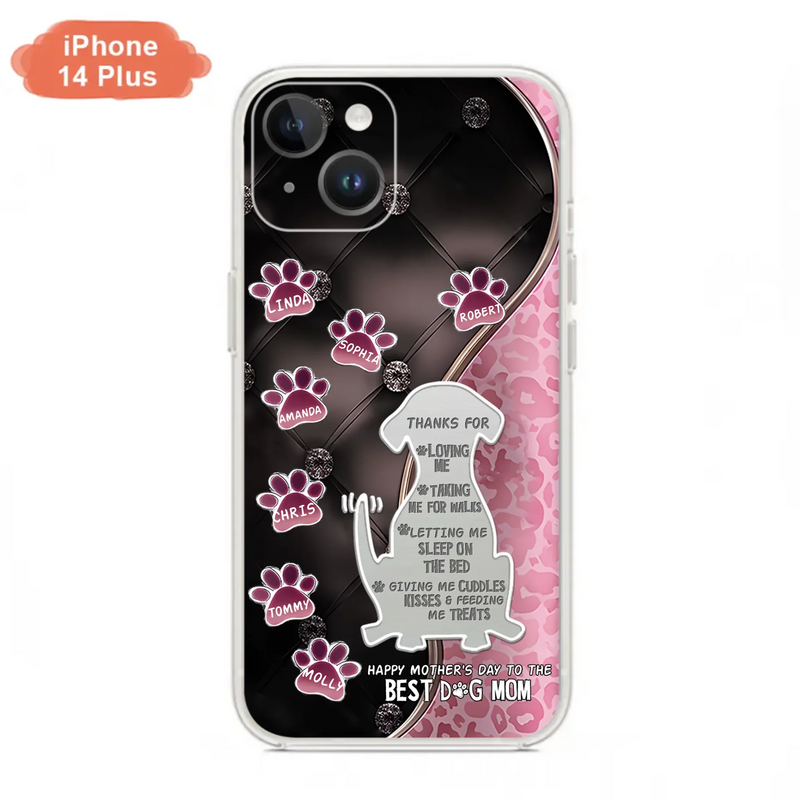 Custom Personalized Memorial Dog Mom Phone Case - Memorial Gift Idea For Dog Lover - Upto 7 Dogs - Thanks For Loving Me - Case For iPhone/Samsung
