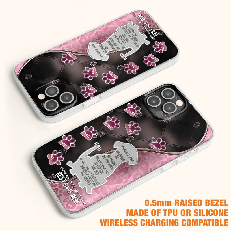 Custom Personalized Memorial Dog Mom Phone Case - Memorial Gift Idea For Dog Lover - Upto 7 Dogs - Thanks For Loving Me - Case For iPhone/Samsung
