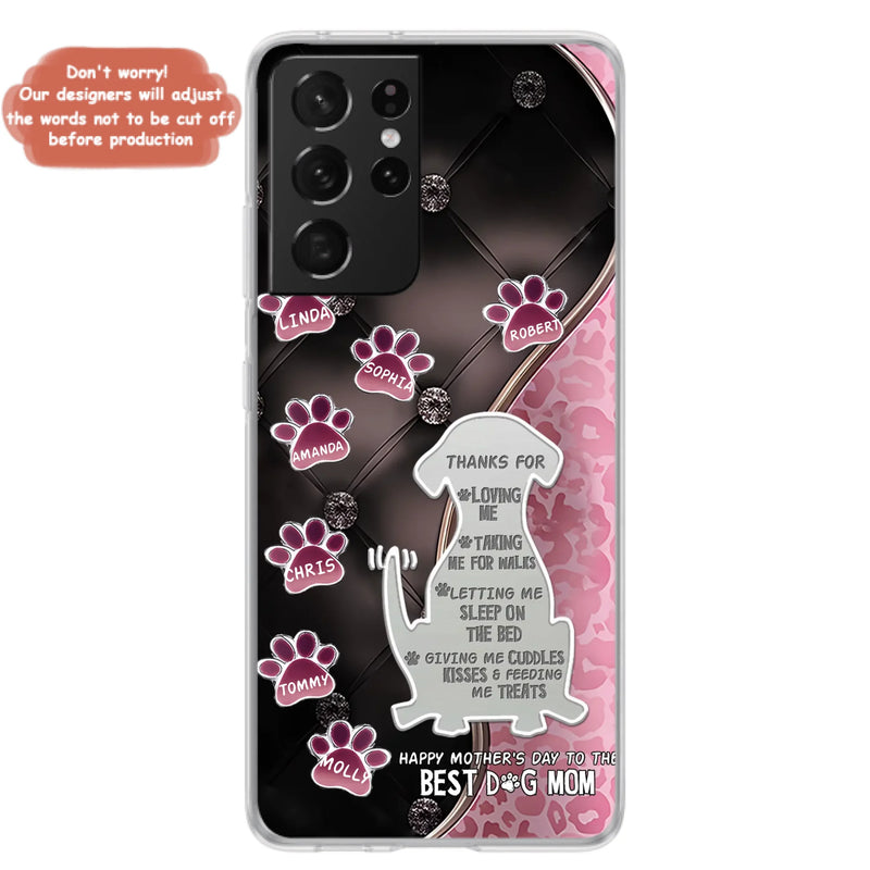 Custom Personalized Memorial Dog Mom Phone Case - Memorial Gift Idea For Dog Lover - Upto 7 Dogs - Thanks For Loving Me - Case For iPhone/Samsung