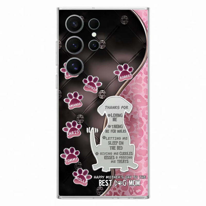 Custom Personalized Memorial Dog Mom Phone Case - Memorial Gift Idea For Dog Lover - Upto 7 Dogs - Thanks For Loving Me - Case For iPhone/Samsung