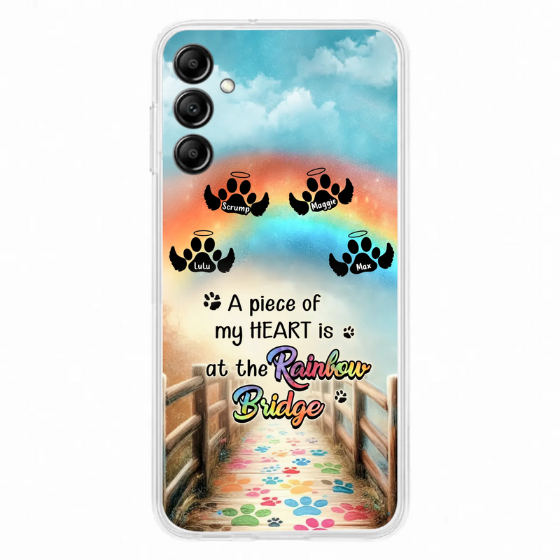 Custom Personalized Rainbow Bridge Memorial Phone Case - Memorial Gift Idea For Dog Lover - Upto 4 Dogs - A Piece Of My Heart Is At The Rainbow Bridge - Case For iPhone/Samsung