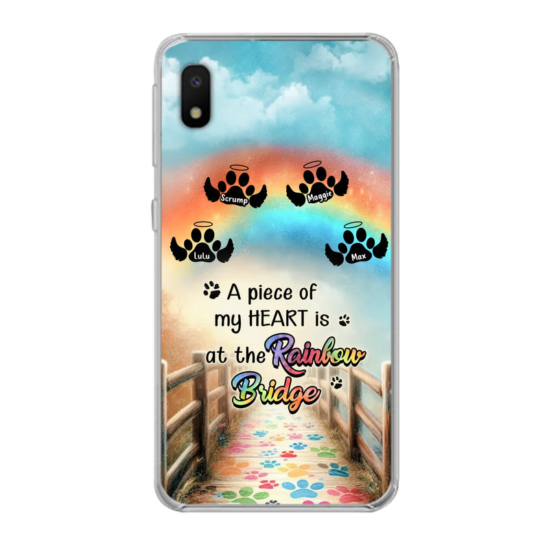Custom Personalized Rainbow Bridge Memorial Phone Case - Memorial Gift Idea For Dog Lover - Upto 4 Dogs - A Piece Of My Heart Is At The Rainbow Bridge - Case For iPhone/Samsung