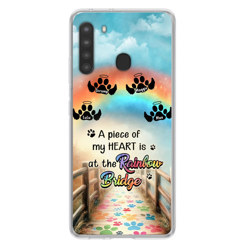 Custom Personalized Rainbow Bridge Memorial Phone Case - Memorial Gift Idea For Dog Lover - Upto 4 Dogs - A Piece Of My Heart Is At The Rainbow Bridge - Case For iPhone/Samsung