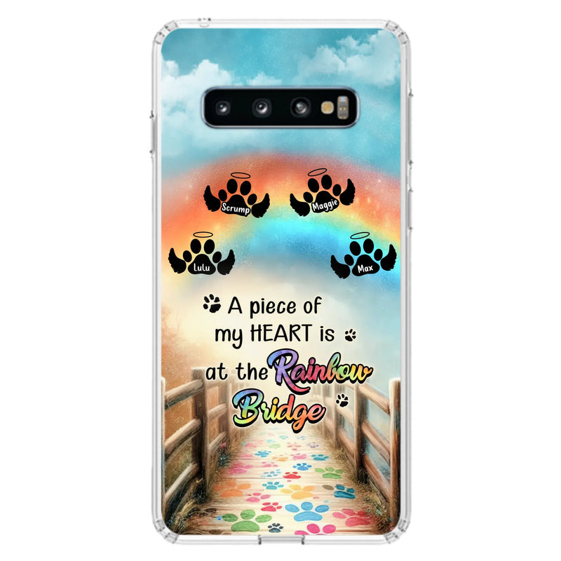 Custom Personalized Rainbow Bridge Memorial Phone Case - Memorial Gift Idea For Dog Lover - Upto 4 Dogs - A Piece Of My Heart Is At The Rainbow Bridge - Case For iPhone/Samsung