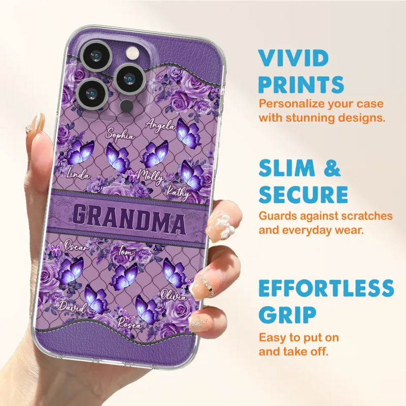 Personalized Grandma Butterfly Phone Case - Gift Idea For Mother's Day/Grandma - Cases For iPhone/Samsung