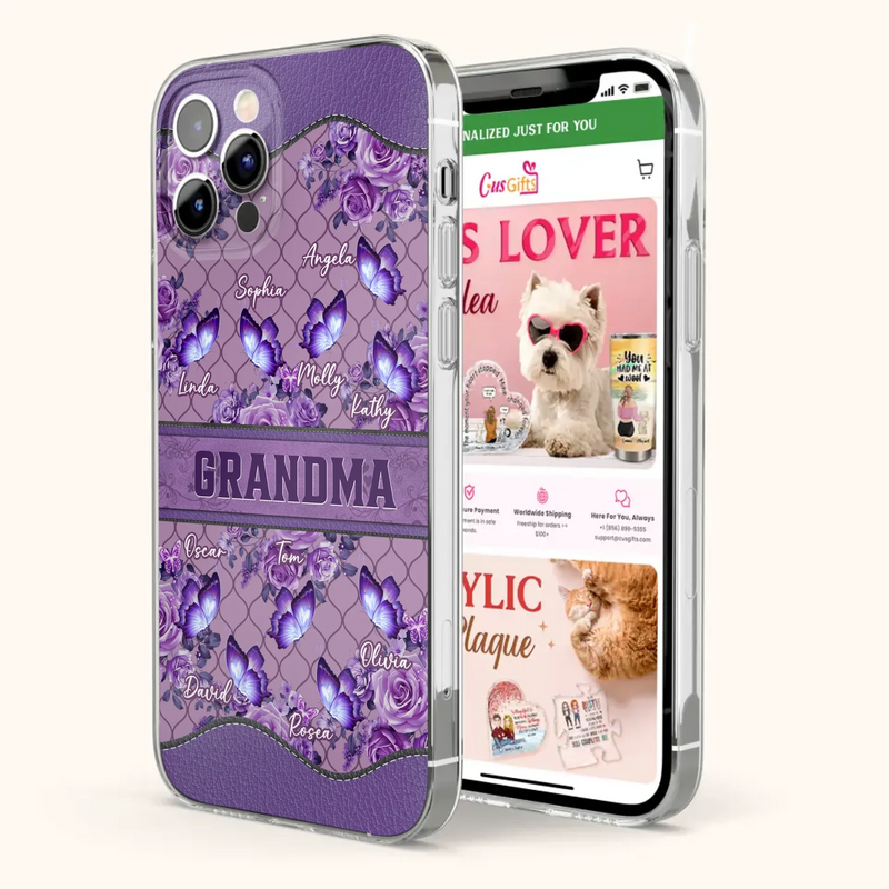 Personalized Grandma Butterfly Phone Case - Gift Idea For Mother's Day/Grandma - Cases For iPhone/Samsung