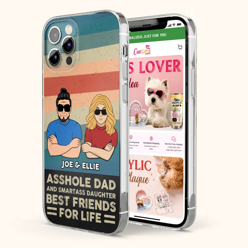 Personalized Dad/Mom And Daughter/Son Phone Case - Gift Idea For Father's Day/Mother's Day From Daughter/Son - Asshole Dad - Cases For Samsung/iPhone