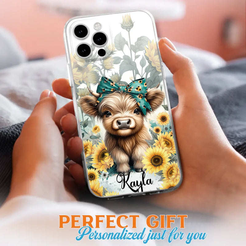 Teal Highland Cow Phone Case - Gift Idea For Grandma/Birthday -  Case For iPhone/Samsung