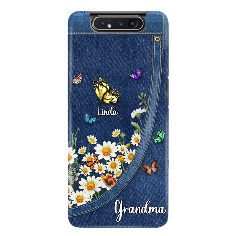 Custom Personalized Daisy And Butterfly Grandma Phone Case - Gift Idea For Grandma - Upto 10 Kids - Case For iPhone/Samsung