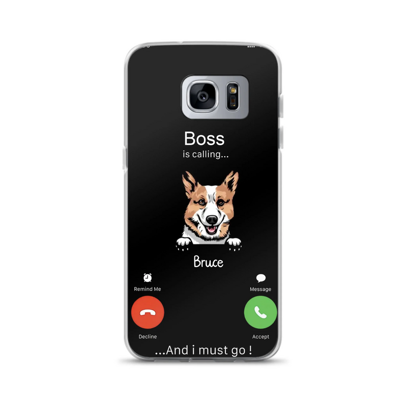 Custom Personalized Dog Phone Case - Gift Idea For Dog Lover/Mother's Day/Father's Day - Upto 5 Dogs - Boss Is Calling And I Must Go - Case For iPhone/Samsung