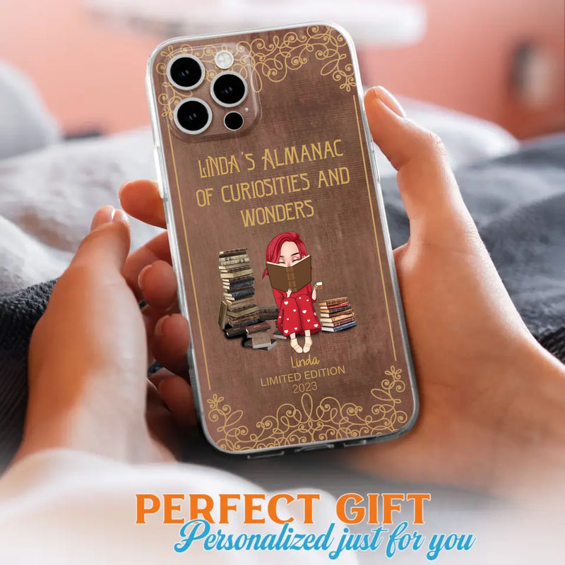Custom Personalized Reading Girl Phone Case - Gift Idea For Reading Lovers - Almanac Of Curiosities - Cases For iPhone/Samsung