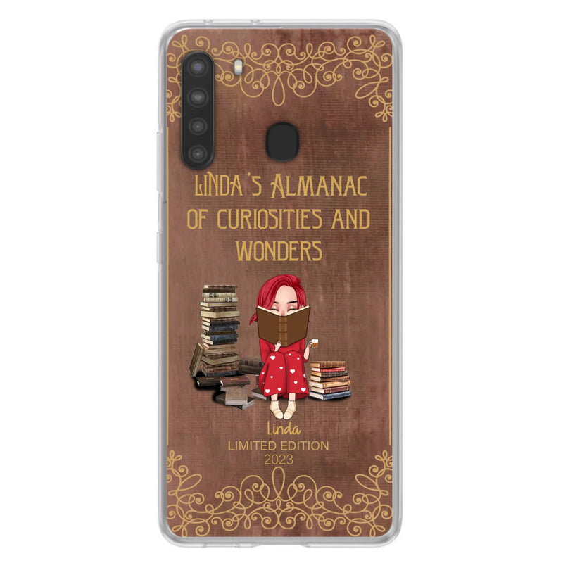 Custom Personalized Reading Girl Phone Case - Gift Idea For Reading Lovers - Almanac Of Curiosities - Cases For iPhone/Samsung