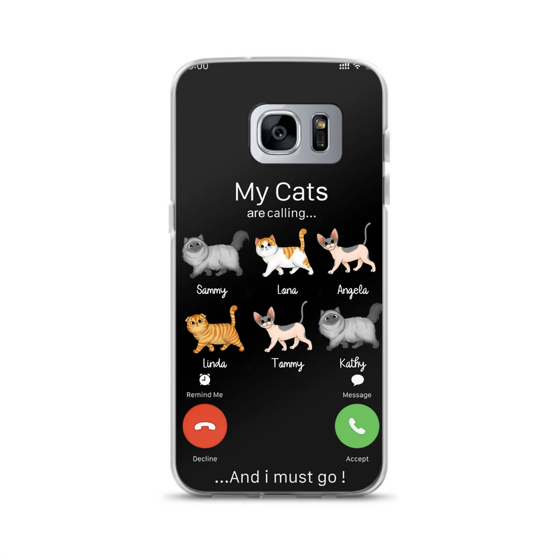 Custom Personalized Cats Phone Case - Gift Idea For Cat Lover/Mother's Day/Father's Day - My Cats Are Calling And I Must Go - Case For iPhone/Samsung