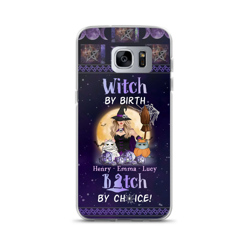 Custom Personalized Pet Witch Phone Case - Halloween Gift For Dog/ Cat Lover - Witch By Birth Bitch By Choice - Case For iPhone And Samsung