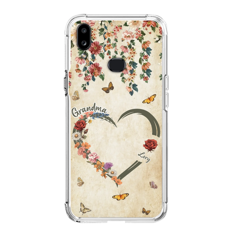 Custom Personalized Floral Heart Grandma Mom Vintage Birth Month Flower Phone Case - Up to 10 Kids - Mother's Day Gift Idea for Mom/Grandma - Case For iPhone/ Samsung