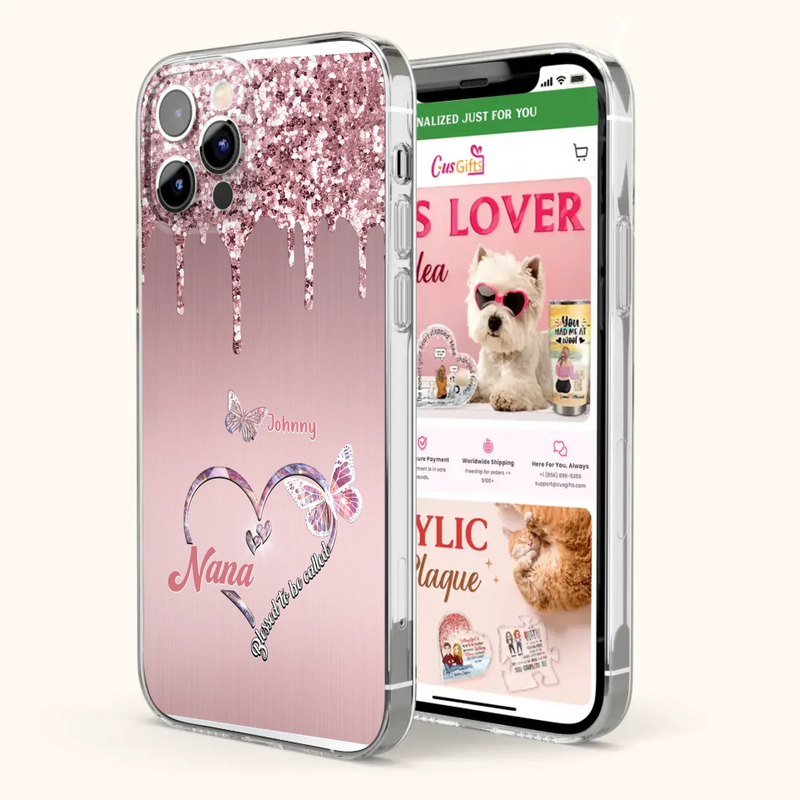 Custom Personalized Grandma Phone Case - Upto 10 Kids - Gift Idea For Mom/ Grandma/ Mother's Day - Case for iPhone/Samsung - Blessed To Be Called Nana
