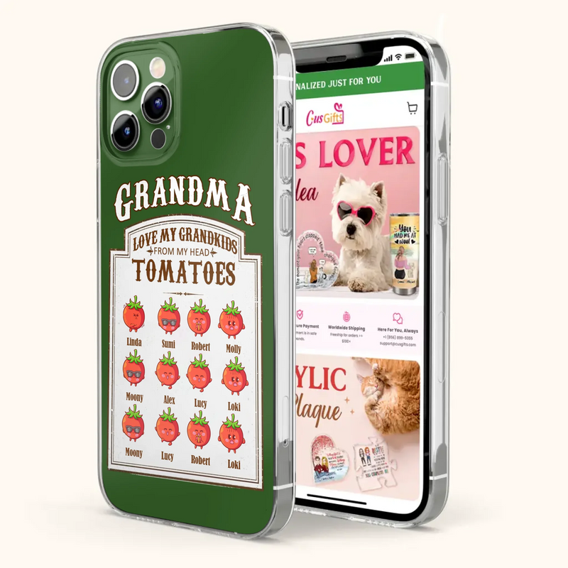 Custom Personalized Grandma Tomatoes Phone Case - Gift Idea For Mother's Day/Grandma- Upto 12 Tomatoes - Case For iPhone/ Samsung
